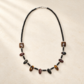 Obsidian Glow tiger's eye and black tourmaline necklace studio view